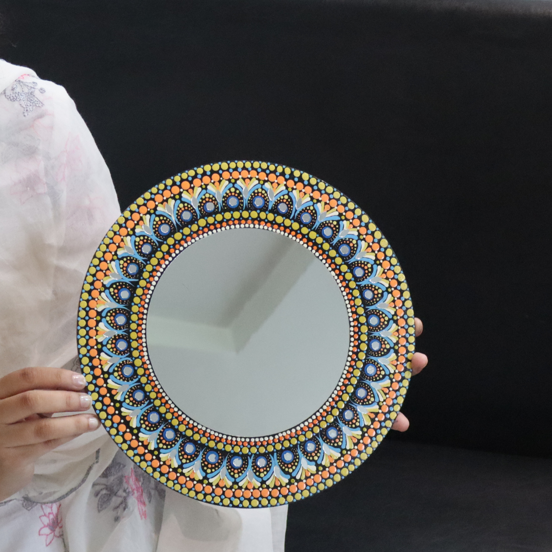 hand painted mandala dot art mirror (10×10 inch) hand painted mandala dot art mirror (10×10 inch)