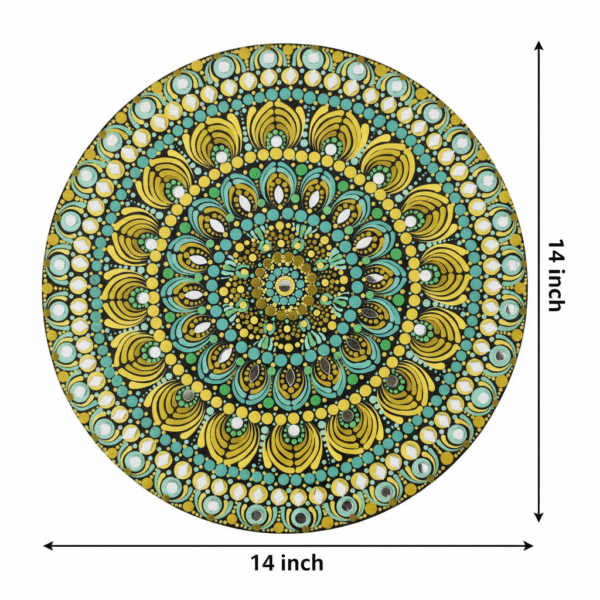 hand painted mandala dot art decorative plate for home décor (14×14 inch)