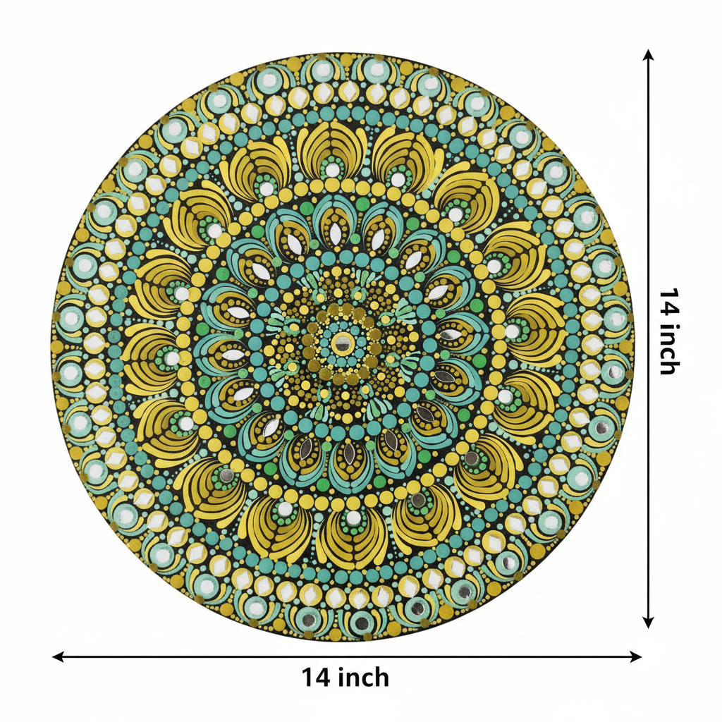 hand painted mandala dot art decorative plate for home décor (14×14 inch) hand painted mandala dot art decorative plate for home décor (14×14 inch)