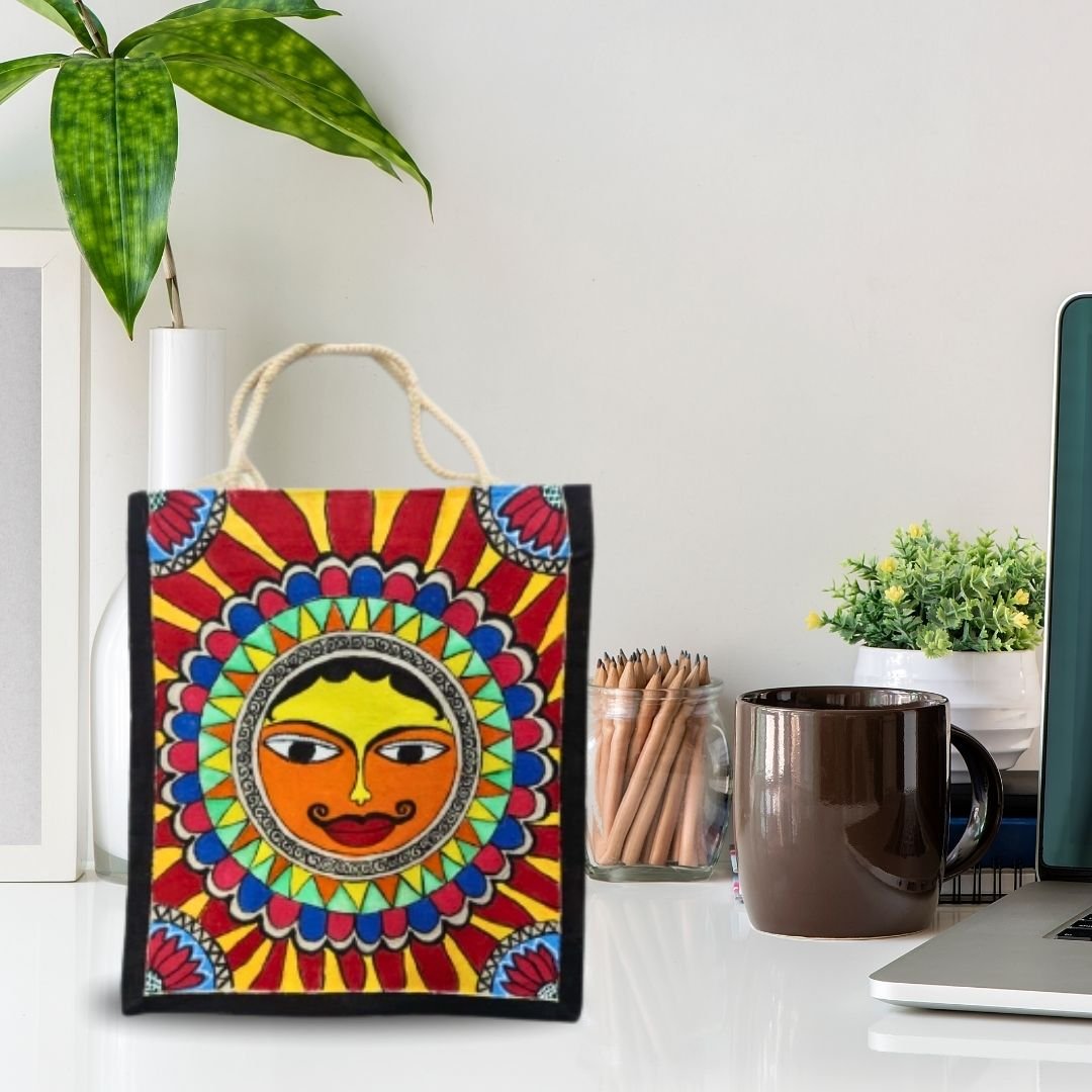 Home handmade madhubani painting bag | traditional handcrafted tote