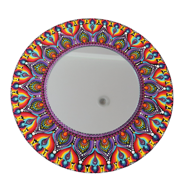 handmade mandala mirror wall art | vibrant mandala painting decor