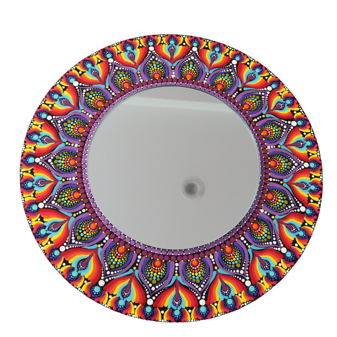 handmade mandala mirror wall art | vibrant mandala painting decor handmade mandala mirror wall art | vibrant mandala painting decor