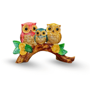 handmade owl family showpiece | colorful owl figurine for home décor