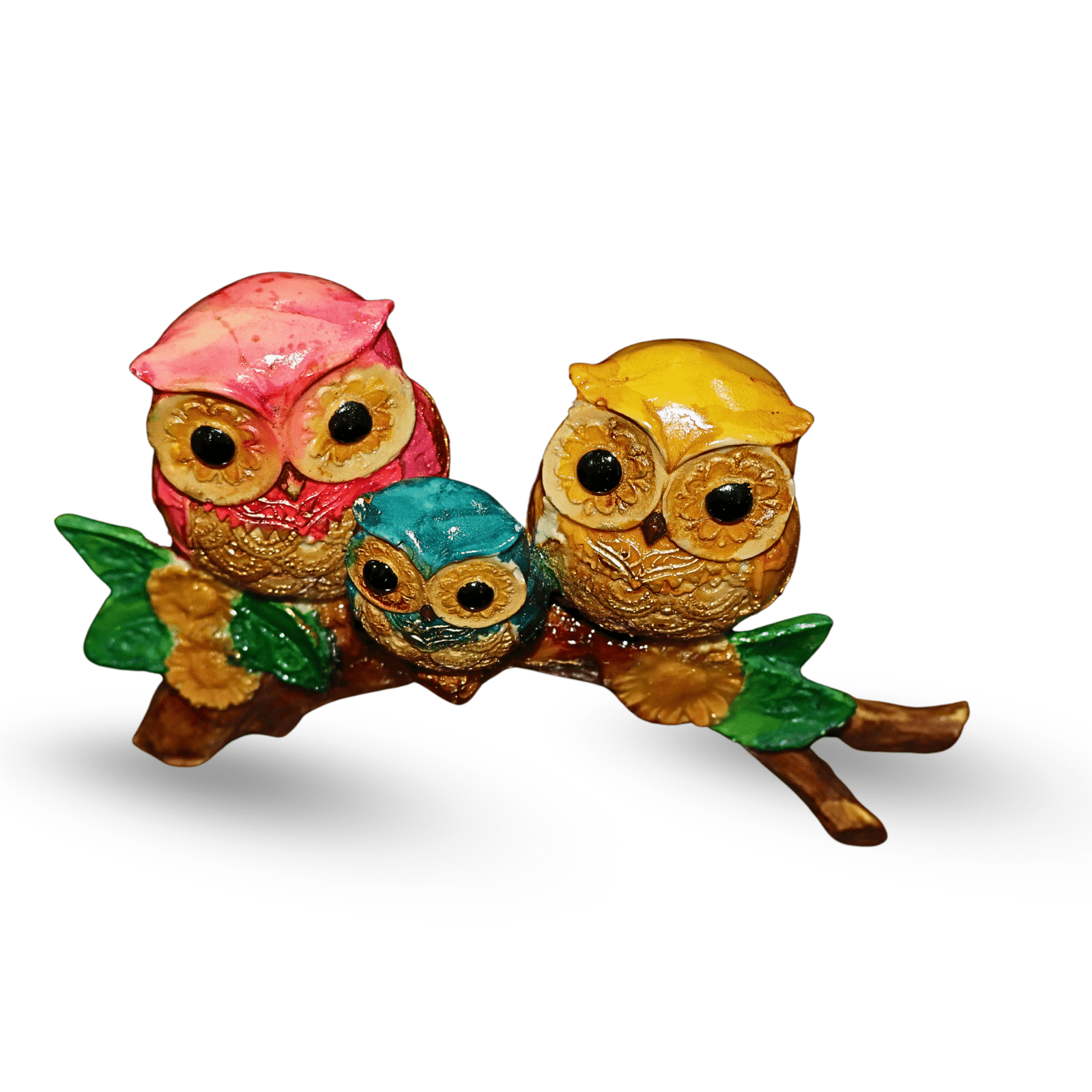 handmade owl family showpiece | colorful owl figurine for home décor handmade owl family showpiece | colorful owl figurine for home décor