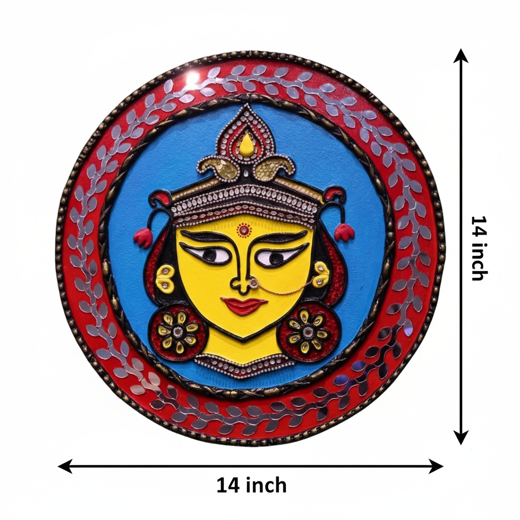 durga maa lippan art | handmade wall decor (14×14 inch) durga maa lippan art | handmade wall decor (14×14 inch)