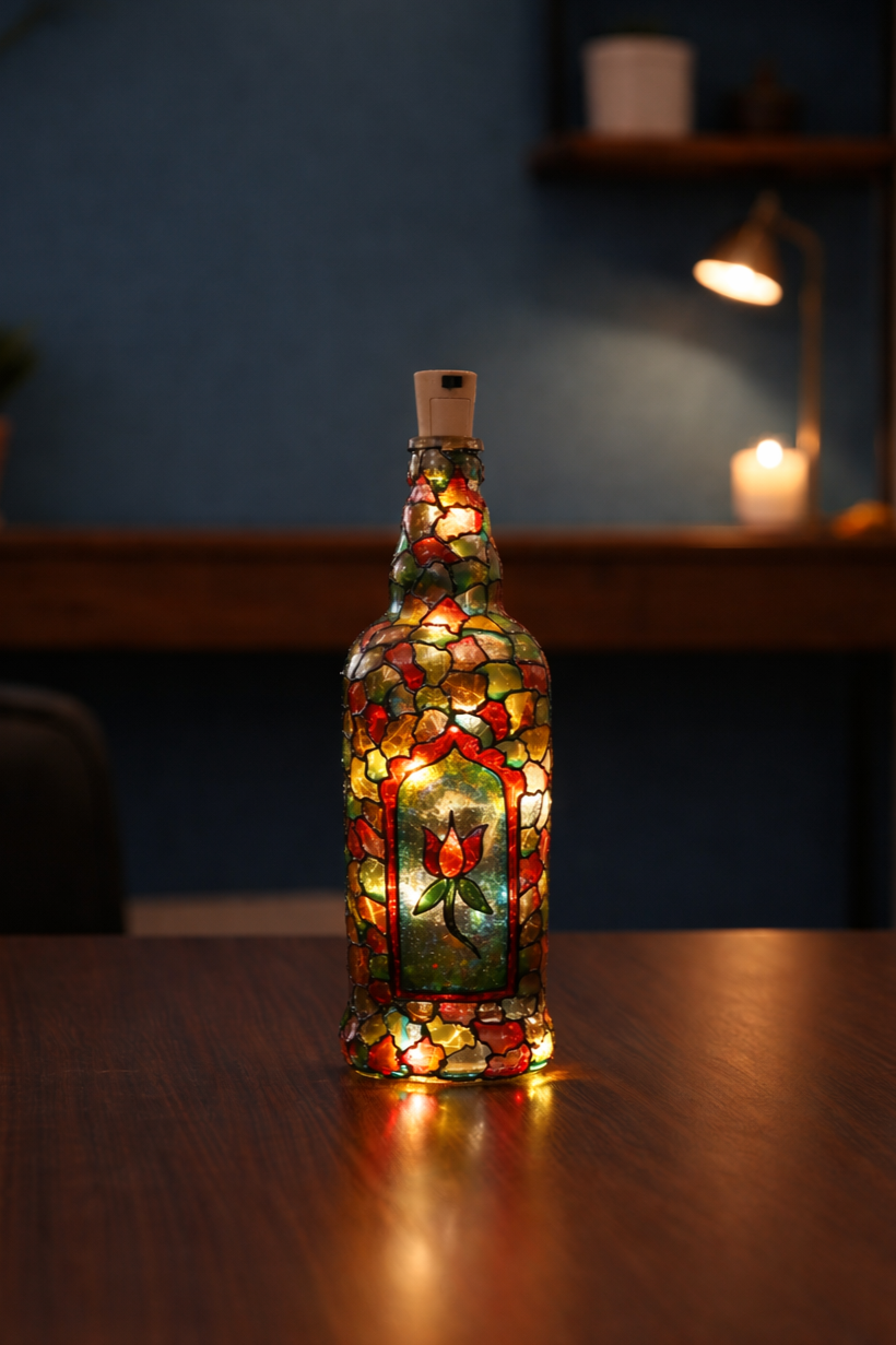 colorful led glass bottle lamp | handmade home & festive decor | gift light decorative bottle (pack of 1) colorful led glass bottle lamp | handmade home & festive decor | gift light decorative bottle (pack of 1)