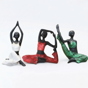 pack of 3 yoga lady statues for home decor | modern meditation figurines decorative showpiece 27 cm (polyresin, black)