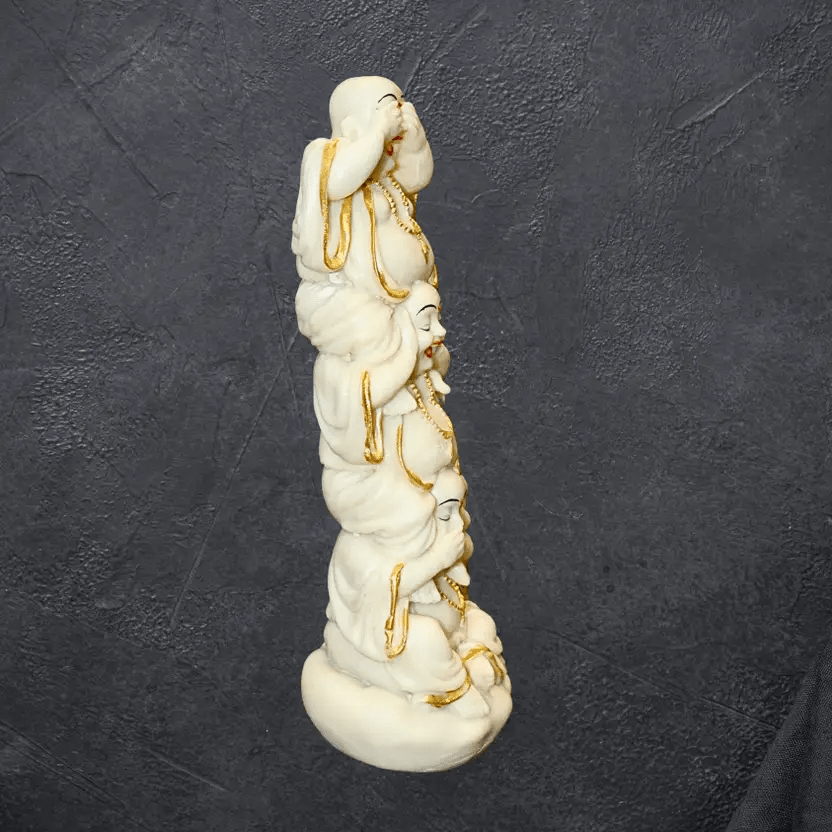 ayari creations three wise laughing buddha statue | see no evil hear no evil speak no evil idol decorative showpiece 27 cm (polyresin, white) ayari creations three wise laughing buddha statue | see no evil hear no evil speak no evil idol decorative showpiece 27 cm (polyresin, white)