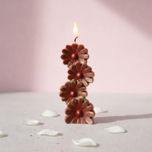 handcrafted floral designer candle for home décor | decorative flower pillar candle for diwali, gifting & festive decoration