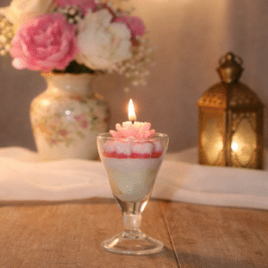handmade flower gel candle in glass | decorative scented candle for home