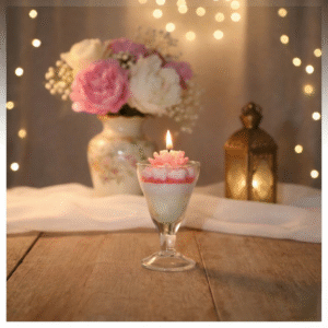 handmade flower gel candle in glass | decorative scented candle for home