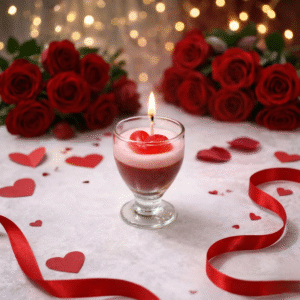 romantic heart gel candle in glass goblet – valentine decorative candle for table decor gift