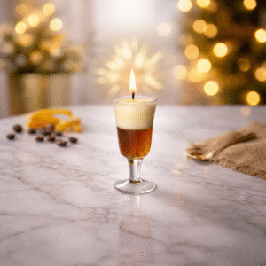 warm vanilla coffee scented glass candle | layered soy wax candle for decor & festive gifting