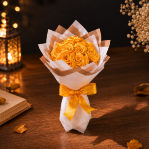 golden rose bouquet keychain for girls | luxury floral bag charm & cute gift accessory